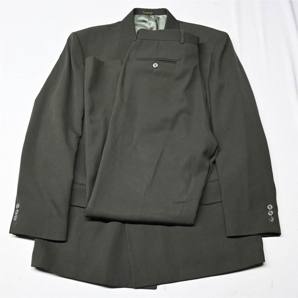 Robert Stock 44R 33x34 Olive Green Double Breast‎ Jacket Pants Suit